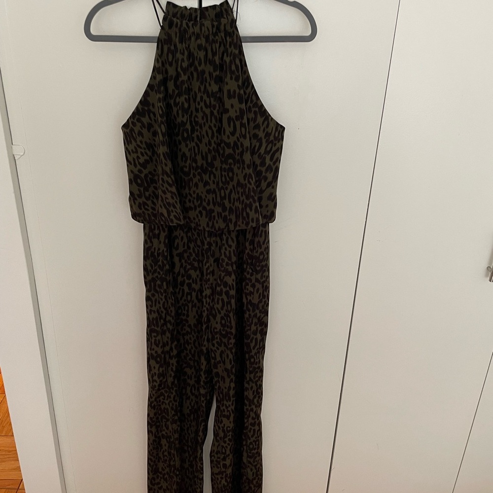 Darah Dahl Olive Green Leaopard Print Jumpsuit